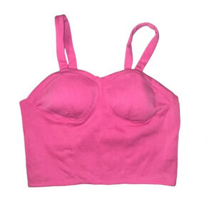 No Boundaries Bustier Top Pink Fleece Adjustable Straps Size XL 15-17